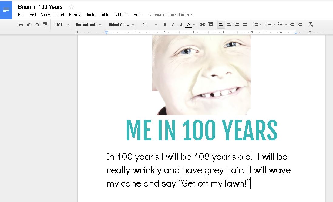 Celebrate 100 Days of School using the free iPad app Aging Booth to "age" students 100 years! Inspire students on the 100th Day of School to write about what their life will be like in 100 years with this free app and activity idea.