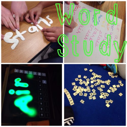 Make words out of beads and other multisensory word work center ideas - include ideas for using the iPad!