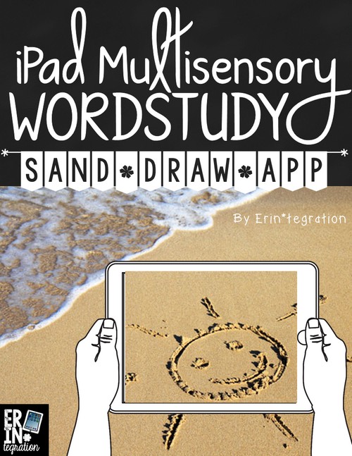 Word work on the iPad with the free app Sand Draw. Students can practice writing words in the sand with this free word work center. Students can practice letter formation, spelling and sight words too!