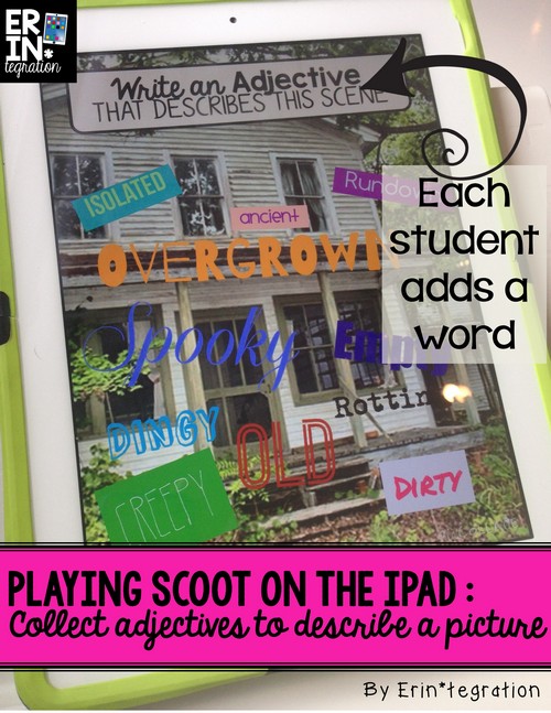 Play Scoot with iPads - tech twist on a traditional game using Pic Collage! Each student adds their name to the screen to vote during each round.