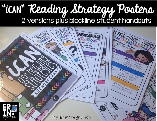 Reading strategy anchor charts: iPad theme! "iCan Use Reading Strategies"