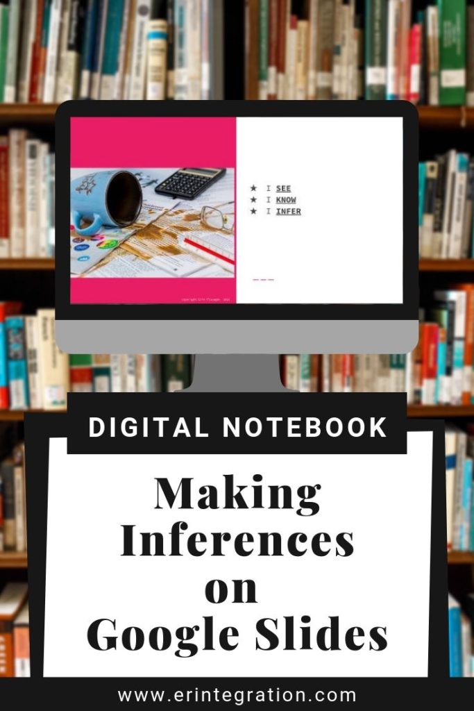 Computer with Google Slides Inferences Template Displayed