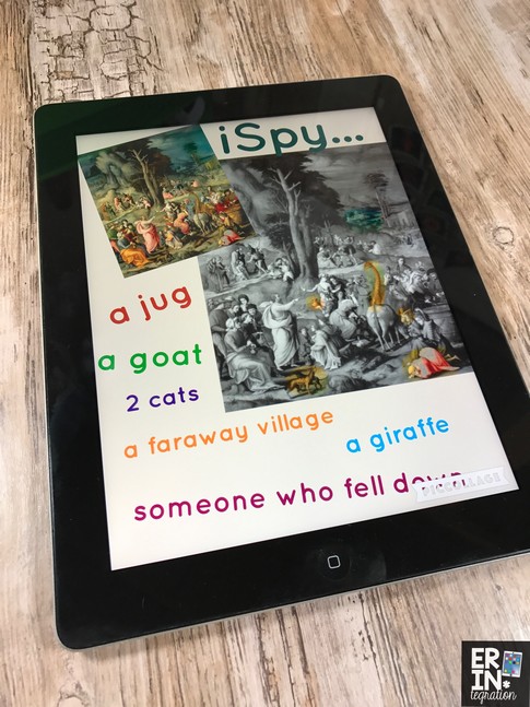 Use the splash tool on the free iPad app Pic Collage to make hidden picture from a masterpiece artwork or illustration from a book. Technology integration & art. Plus it ties into a close reading lesson. Learn how at the link. 