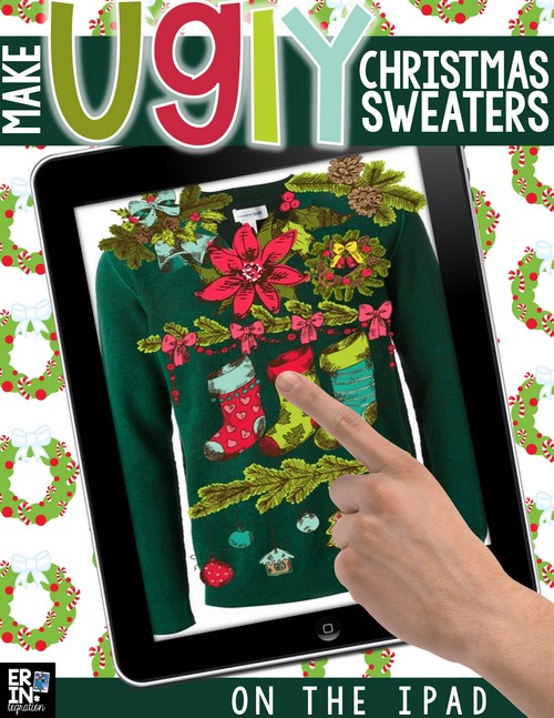 Use the app Pic Collage to design an ugly Christmas Sweater on the iPad using the in-app image search and stickers or clips. Learn how to integrate technology during the holidays with this engaging ugly Christmas sweater activity for the classroom.