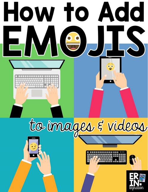 Want ideas for using Emojis in the classroom? Add Emojis to images on the iPad with free apps like Pic Collage, Seesaw, Clips and more.  Plus how to use Emojis on the Chromebook and Google Apps.  