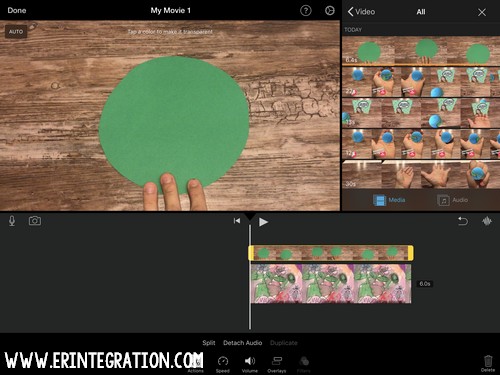 set transparent object on iMovie green screen screenshot