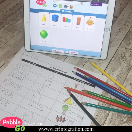 screenshot of 3D shape category on PebbleGo
