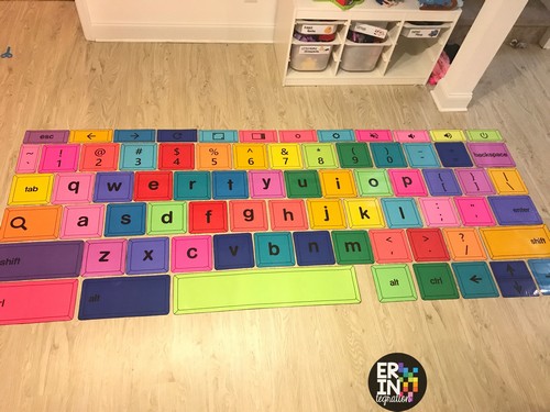 giant printable Chromebook Keyboard keys on the floor