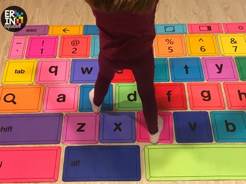 giant printable Chromebook Keyboard keys on the floor