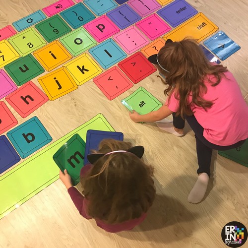 giant printable Chromebook Keyboard keys on the floor