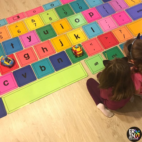 giant printable Chromebook Keyboard keys on the floor