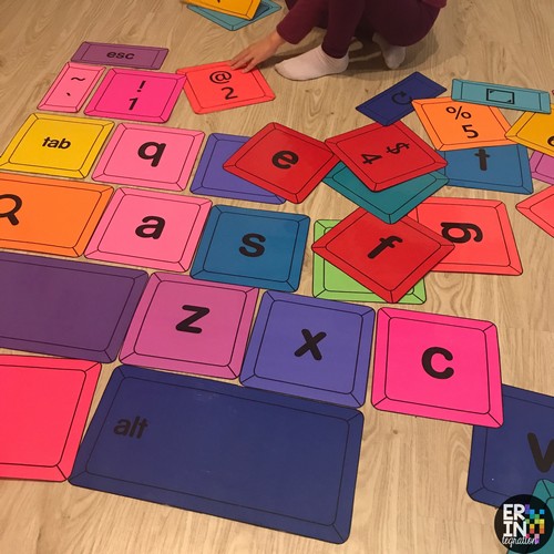 giant printable Chromebook Keyboard keys on the floor