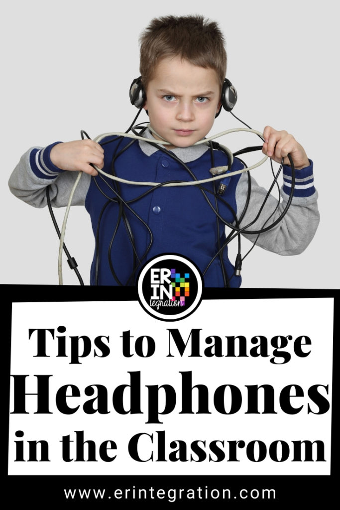 boy with headphones tangled in cord