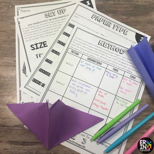 image of printables from the Paper Popper STEM Challenge