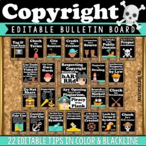 Copyright & Plagiarism Digital Citizenship Posters, Activity, & Bulletin Board