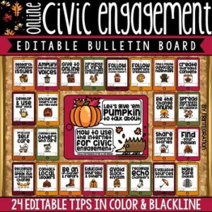 Digital Citizenship Posters, Activities, & Bulletin Board Set: Civic Engagement