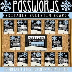 Digital Citizenship Posters Bulletin Board Contract & Activity Password Security