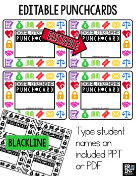 Digital Citizenship Posters and Punch Cards - Editable - Erintegration