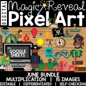 Digital Pixel Art Magic Reveal JUNE BUNDLE: MULTIPLICATION