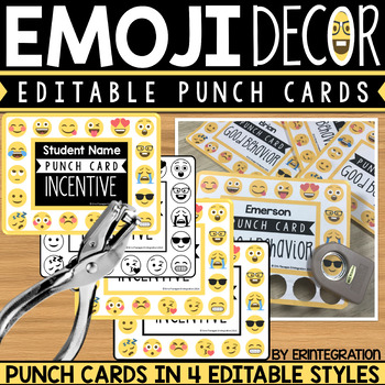 Emoji Punch Cards - Editable & Digital Version Included