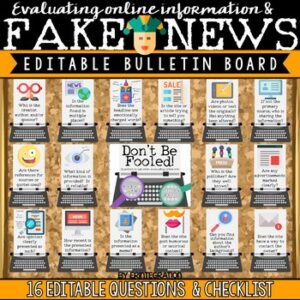 Fake News & Evaluating Online Info Digital Citizenship Posters & Bulletin Board