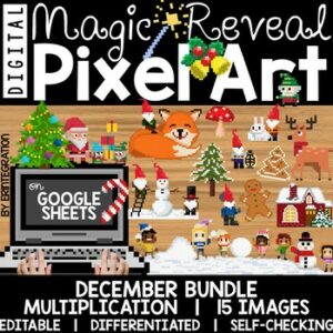 Google Sheets Digital Pixel Art Magic Reveal DECEMBER BUNDLE: MULTIPLICATION