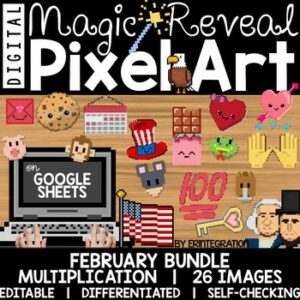 Google Sheets Digital Pixel Art Magic Reveal FEBRUARY BUNDLE: MULTIPLICATION