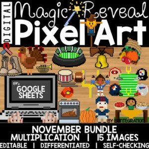 Google Sheets Digital Pixel Art Magic Reveal NOVEMBER BUNDLE: MULTIPLICATION