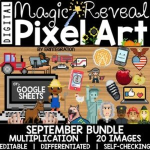 Google Sheets Digital Pixel Art Magic Reveal SEPTEMBER BUNDLE: MULTIPLICATION