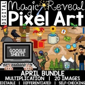 Mystery Pixel Art Magic Reveal on Google Sheets APRIL BUNDLE: MULTIPLICATION