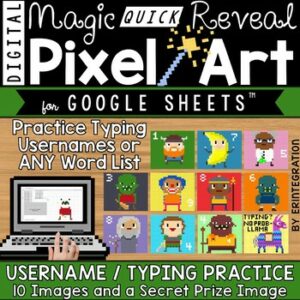 Username Typing Practice on Google Sheets with Digital Pixel Art Magic Reveal