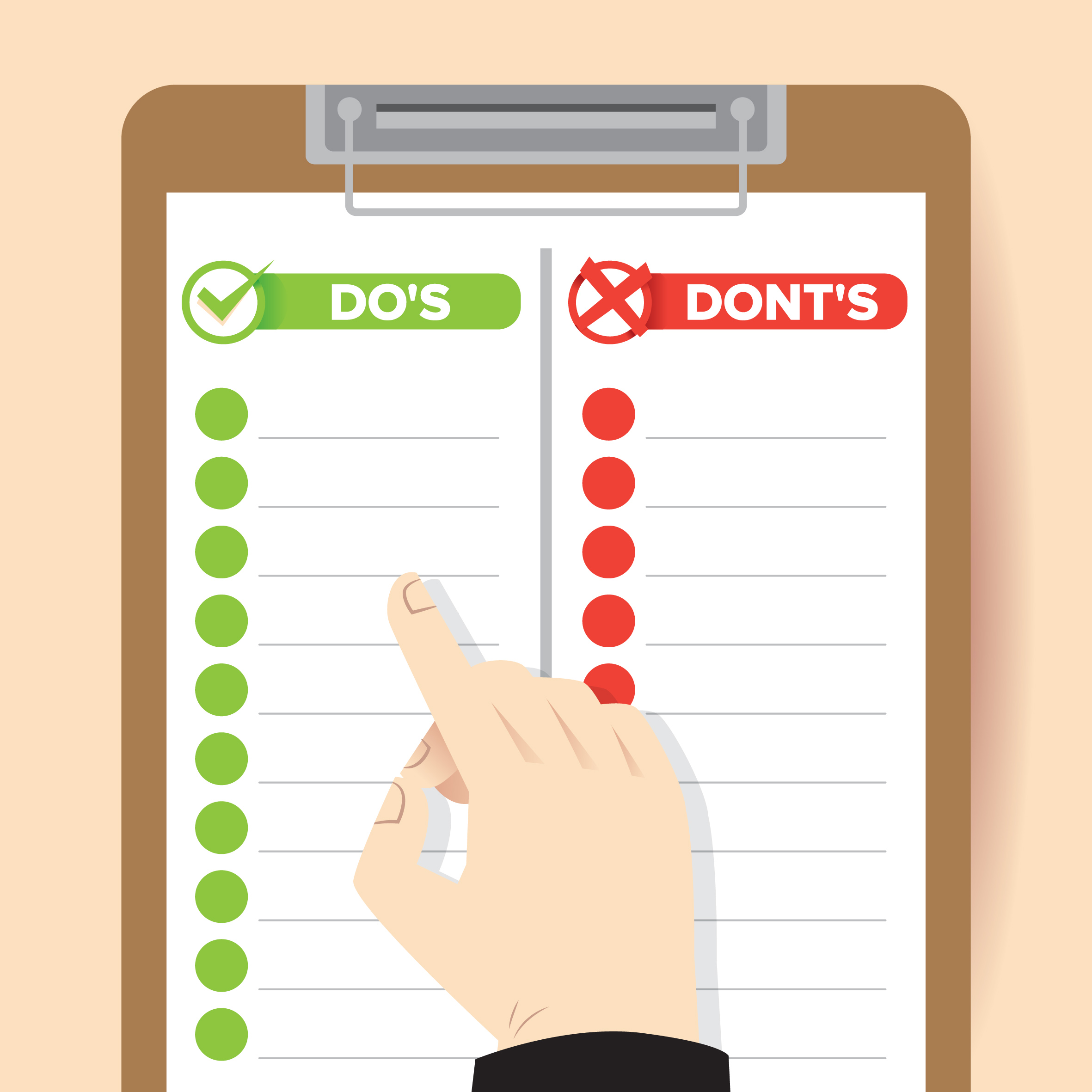 finger pointing to a check list image