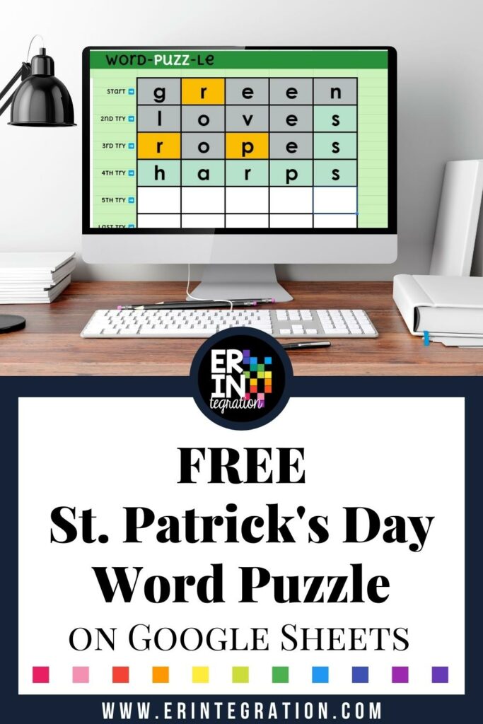 FREE St. Patrick's Day Word Puzzle Erintegration PIN