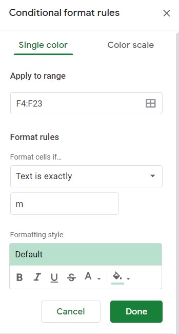 Conditional Formatting for Sheetle by Erintegration