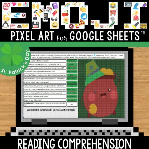 Erintegration Leprechaun Digital Emoji Pixel Art Reveal Reading Comprehension THUMBS 01