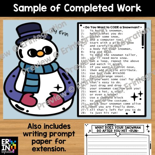 Snowman Code a Craft by Erintegration Mock Up