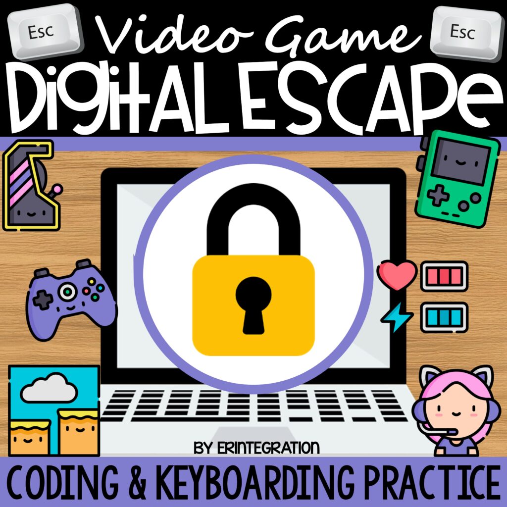 Video Game Escape Room Keyboarding & Coding Google Slides + Printable