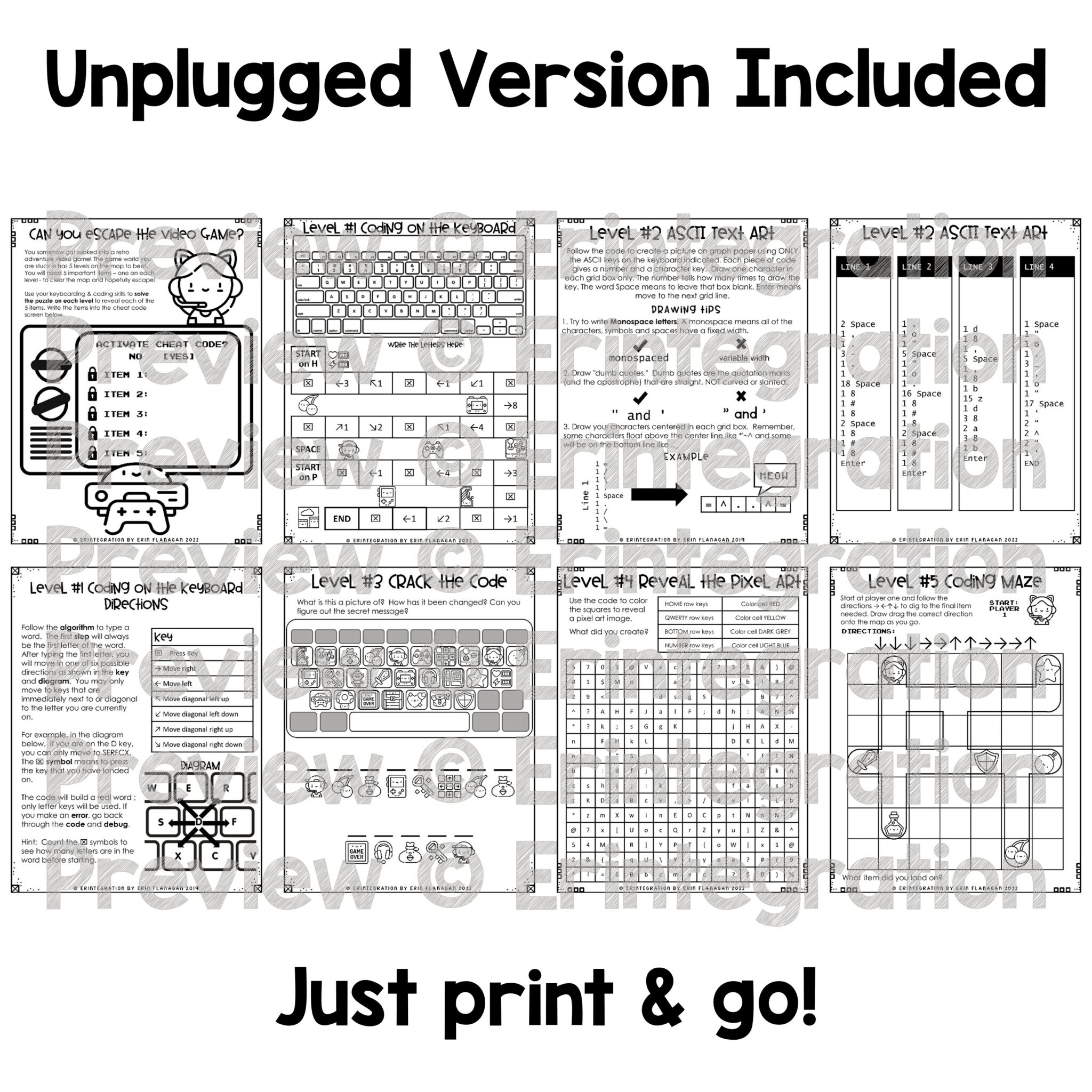 Video Game Escape Room Keyboarding & Coding Google Slides + Printable ...