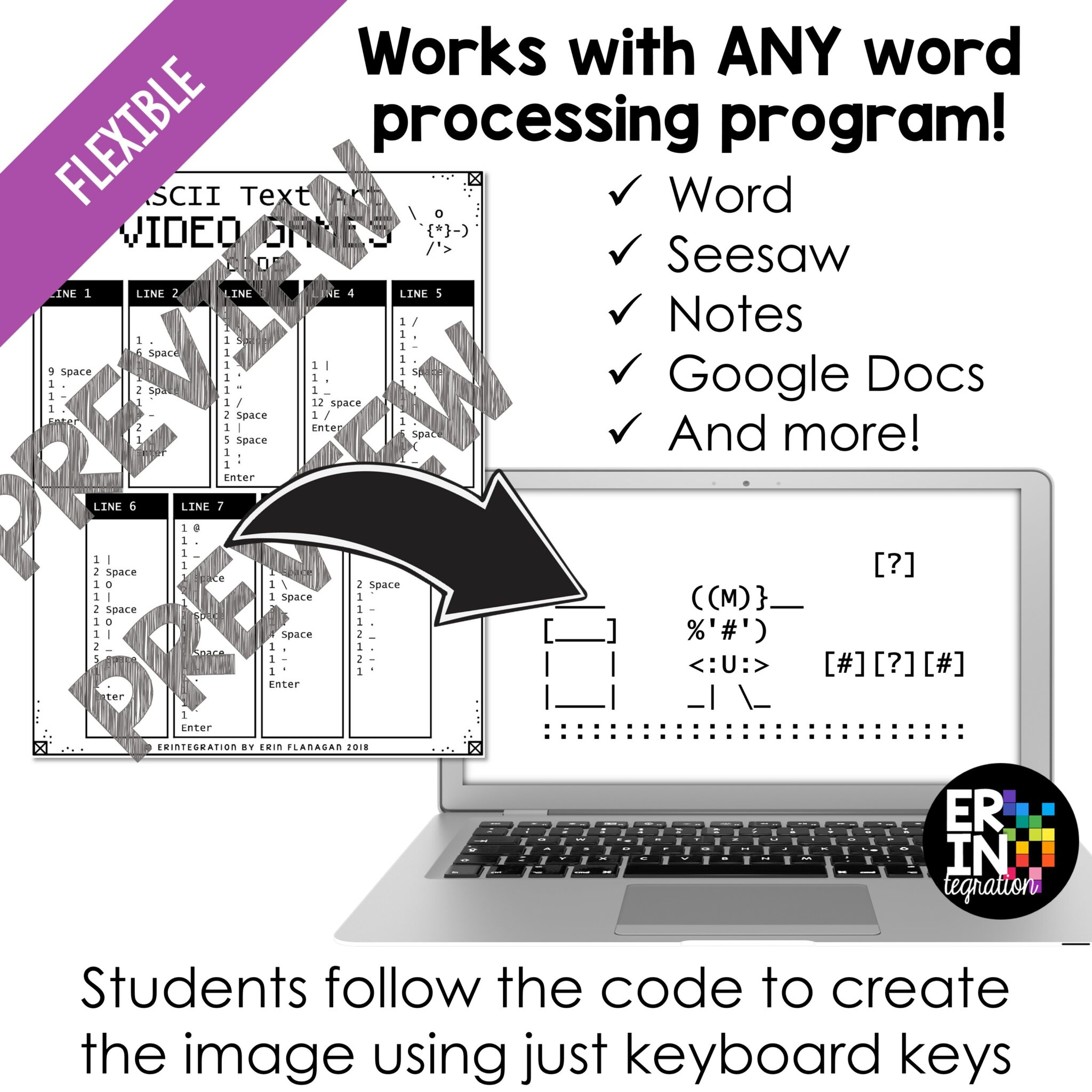 Coding Activities & Typing Practice ASCII Text Art Video Game Theme ...
